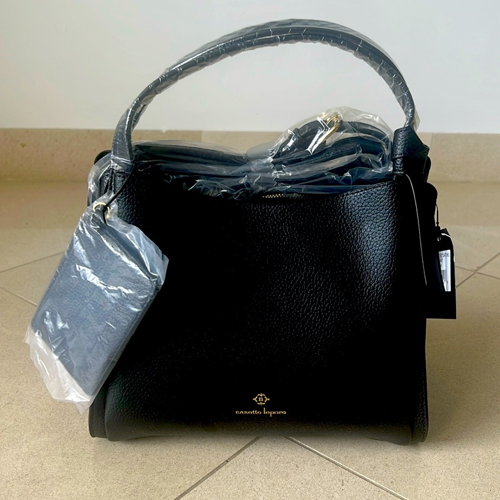 Black leather Nanette Lepore stachel bag